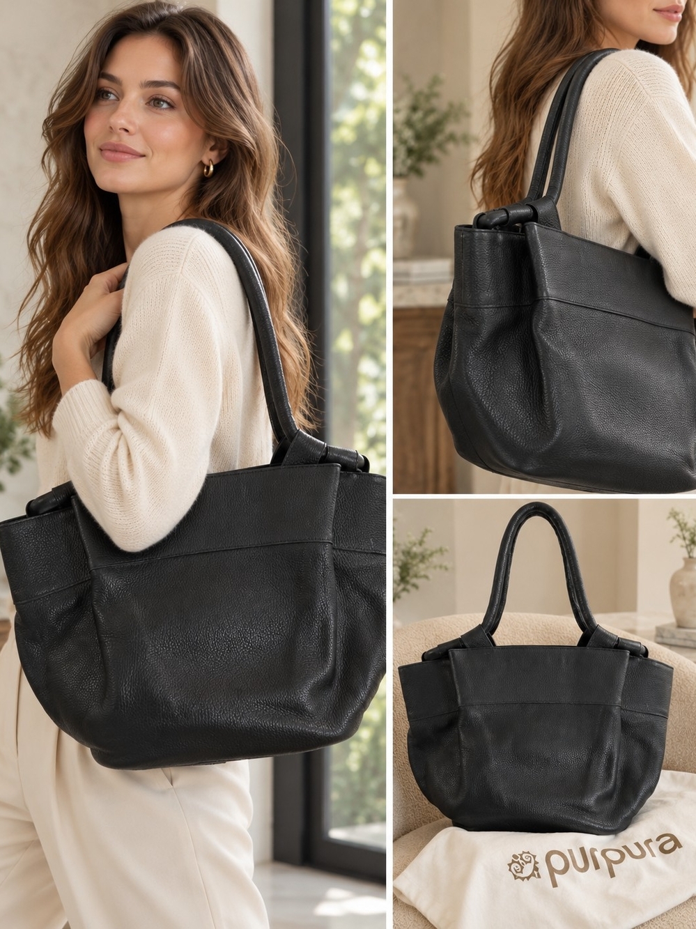 Pupura Black Tote